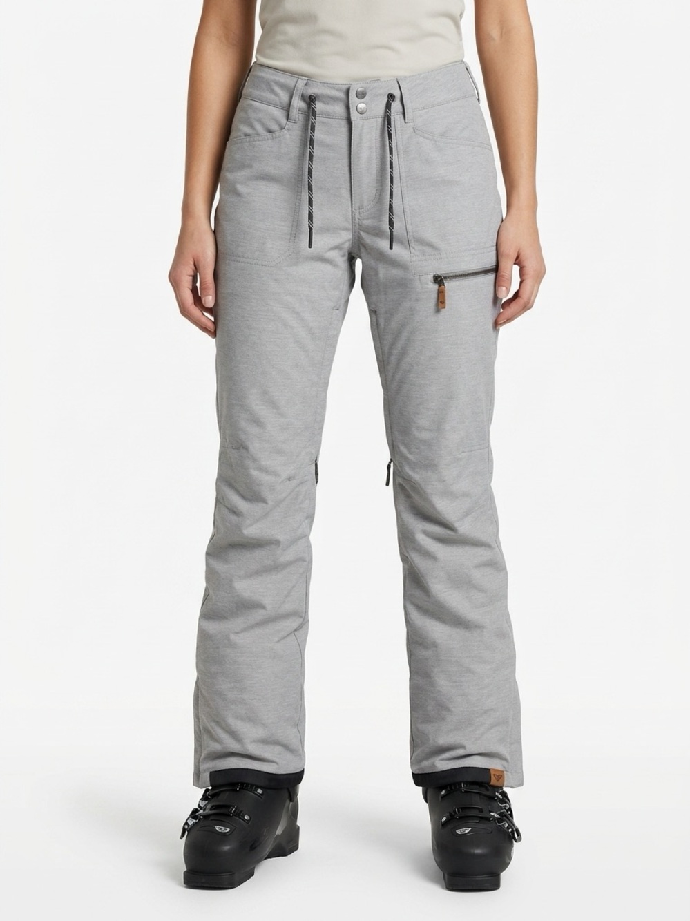 Roxy DryFlight 10K Snow Pants Womens Medium Grey Waterproof Insulated Ski Gear